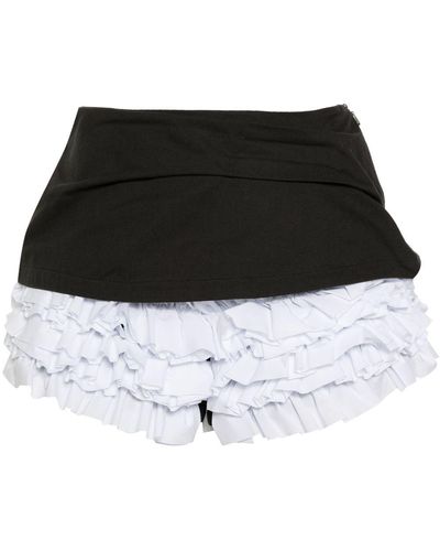 Molly Goddard Sophie Ruffled Cotton Shorts - Women's - Cotton - Black