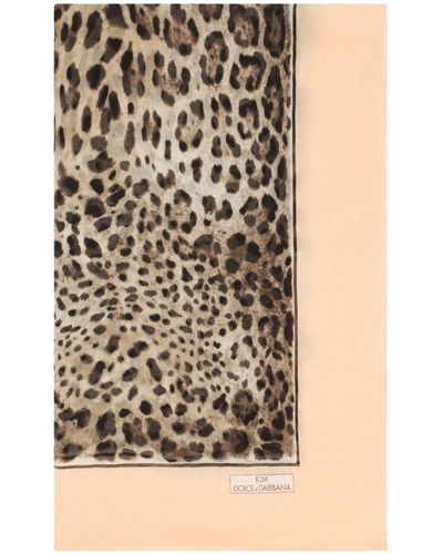 Dolce & Gabbana Foulard en soie à imprimé léopard - Noir