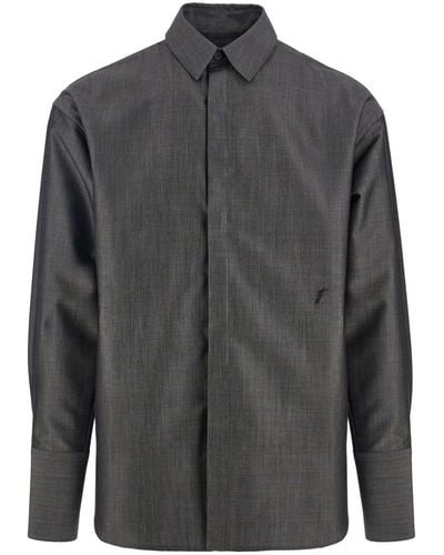 Ferragamo Silk-blend Shirt - Grey