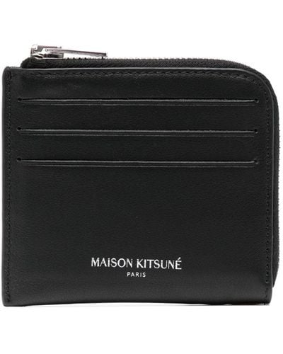 Maison Kitsuné Logo-stamp Leather Cardholder - Black