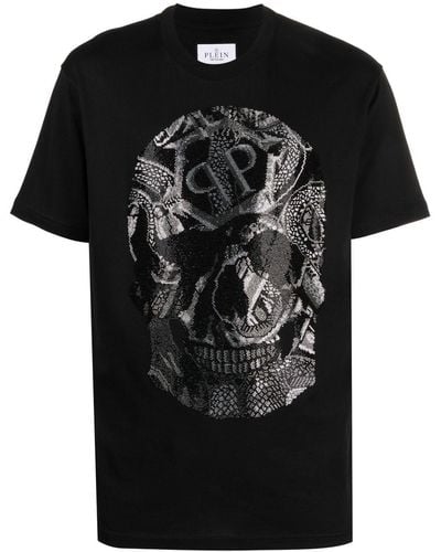 Philipp Plein T-shirt SS Snake à col rond - Noir