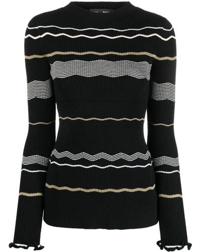 Proenza Schouler Striped Ribbed-knit Sweater - Black