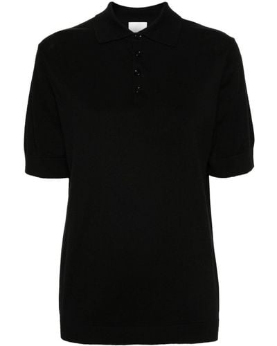 Allude Fine-knit Polo Shirt - Black