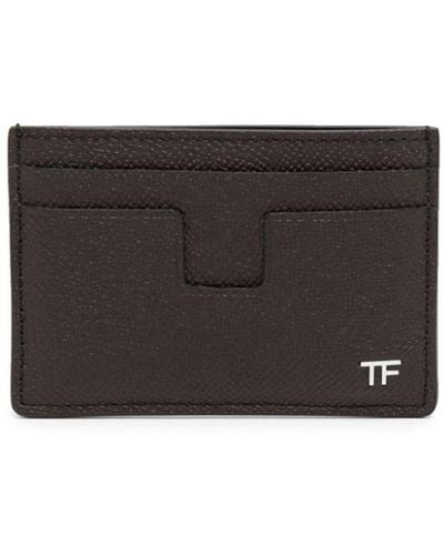 Tom Ford Logo-plaque Leather Card Holder - Brown