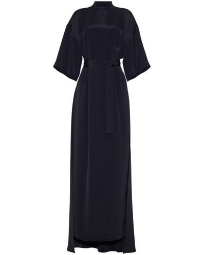 Adam Lippes Cape Tied Silk Gown - Blue