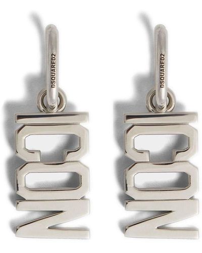 DSquared² Icon-plaque Drop Earrings - White