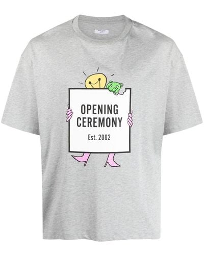 Opening Ceremony Light Bulb Box Logo Print T-shirt - Gray