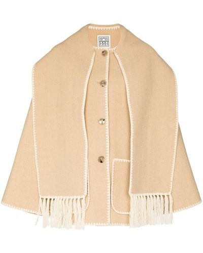 Totême Embroidered Scarf Button-front Jacket - Natural