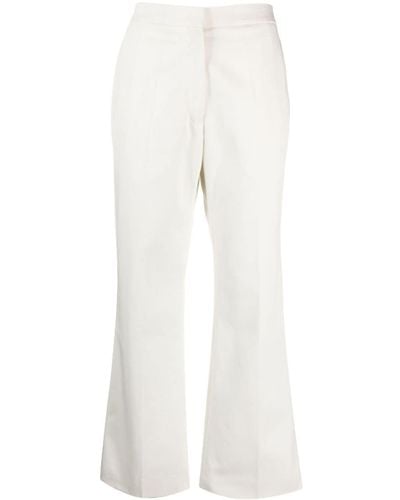 Jil Sander Pressed-crease Cotton Cropped Trousers - White