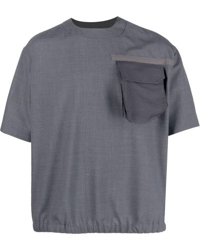Sacai フラップポケット Tシャツ - グレー