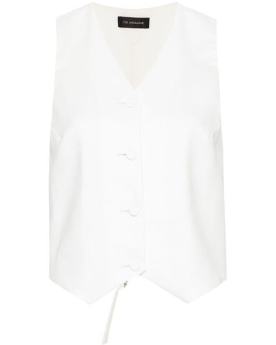 ANDAMANE Button-up Crepe Waistcoat - White