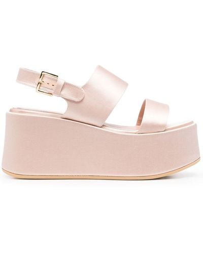 Alberta Ferretti Silk Strap Platform Sandals - Pink