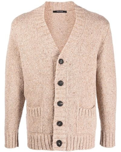 Tagliatore Ribbed Intarsia-knit Cardigan - Natural