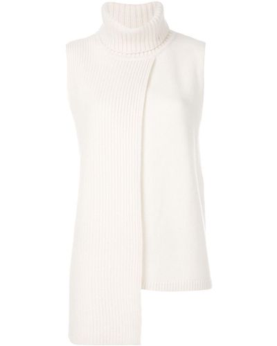 Cashmere In Love Cashmere Tania Turtleneck Sleeveless Top - White