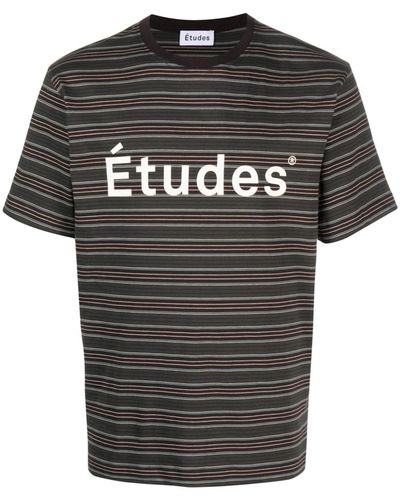 Etudes Studio Gestreiftes Wonder T-Shirt aus Bio-Baumwolle - Schwarz
