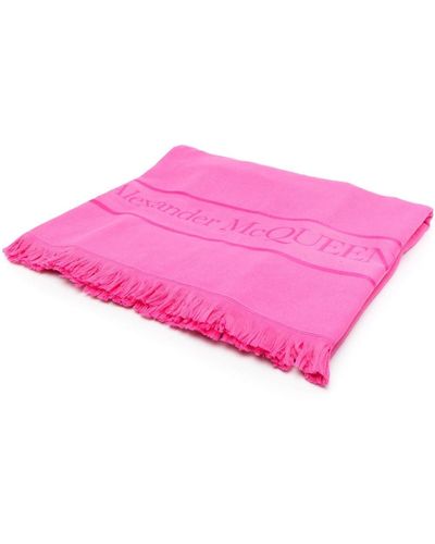 Alexander McQueen Tone-on-tone Logo Beach Towel - Pink