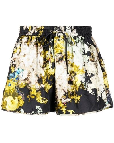 Cynthia Rowley Floral-print Silk Shorts - Black