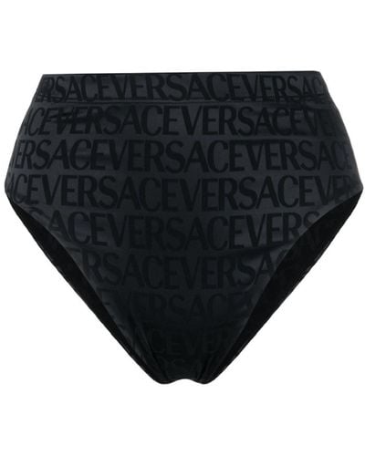 Versace Allover Satin-finish Briefs - Black