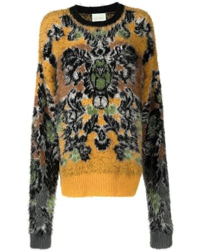 Aries Fleur Patterned-jacquard Sweater - Multicolor