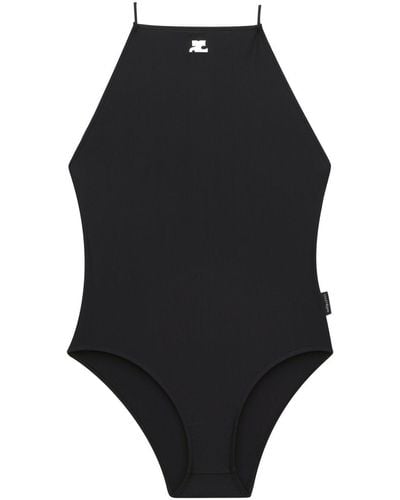Courreges Logo-patch Detail Swimsuit - Black