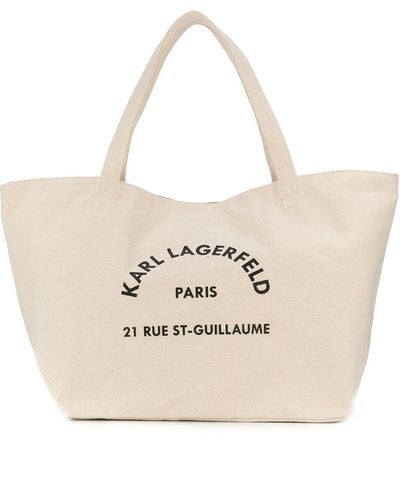 Karl Lagerfeld Borsa tote con stampa - Bianco