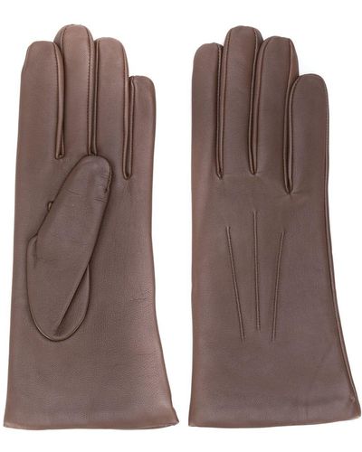 N.Peal Cashmere Short Leather Gloves - Brown