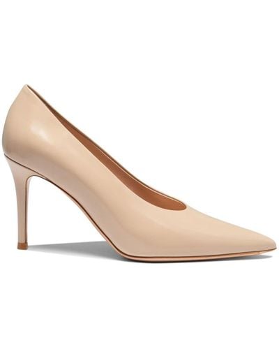 Gianvito Rossi 85mm Pointed-toe Leather Court Shoes - Natural