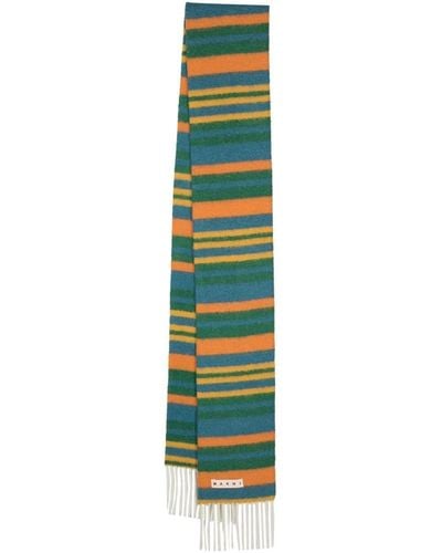 Marni Striped Knitted Scarf - Green