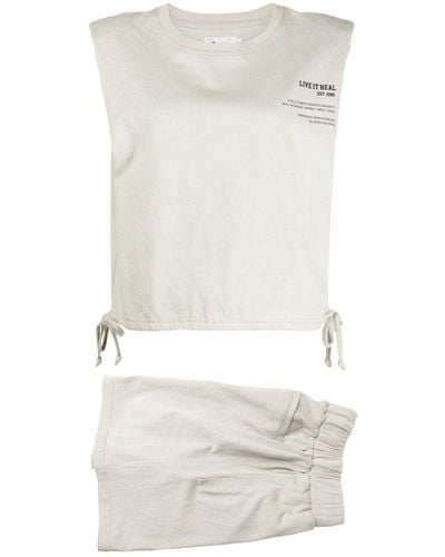 Izzue Slogan-print Top & Shorts Set - White