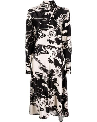 Jil Sander Lagoon Flower-print Asymmetric Dress - Black