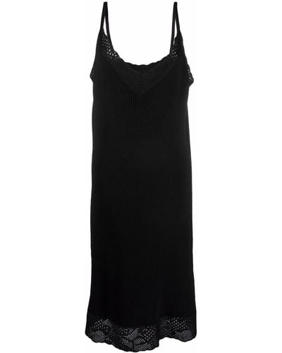 Balenciaga Ribbed Knit Slip Dress - Black