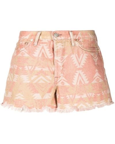 RRL Geometric Frayed-edge Shorts - Pink