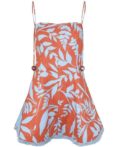 Alexis Christy Mini-jurk Met Bladerprint - Rood