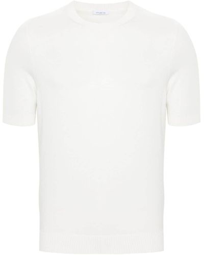 Malo Fine-knit Short-sleeved Sweater - White
