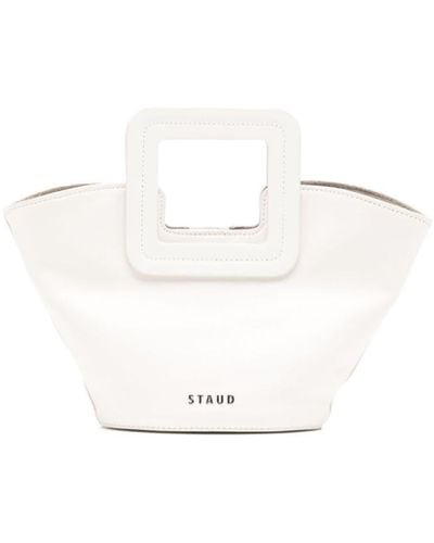 STAUD Mini Shirley Leather Bucket Bag - White
