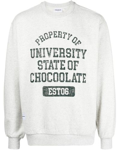 Chocoolate Logo-print Mélange-effect Sweatshirt - White