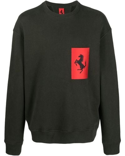 Ferrari Logo-print Crew-neck Sweatshirt - Grey