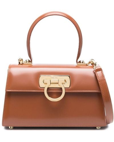 Ferragamo Iconic Leather Crossbody Bag - Brown