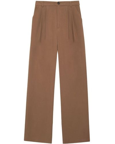 Anine Bing Carrie Pleat-detailing Tailored Pants - Brown