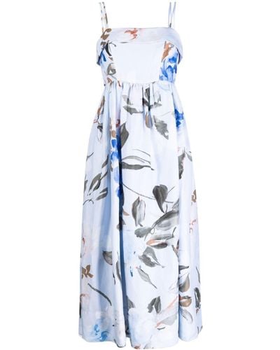 Aje. Untamed Floral-print Midi Dress - Blue