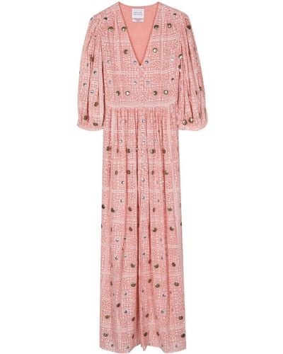 Hayley Menzies Stud-embellished Printed Midi Dress - Pink