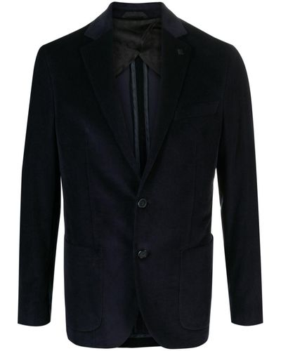 Karl Lagerfeld Blazer en coton mélangé à revers crantés - Bleu