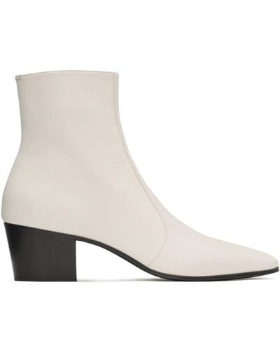 Saint Laurent Vassili 60 Leather Boots - White