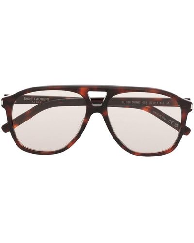 Saint Laurent Pilot Frame Tortoiseshell Sunglasses - Brown