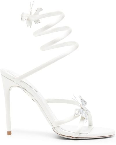 Rene Caovilla Embellished Leather Sandals - White