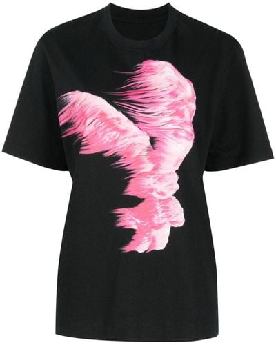 JNBY Feather-print Cotton T-shirt - Black