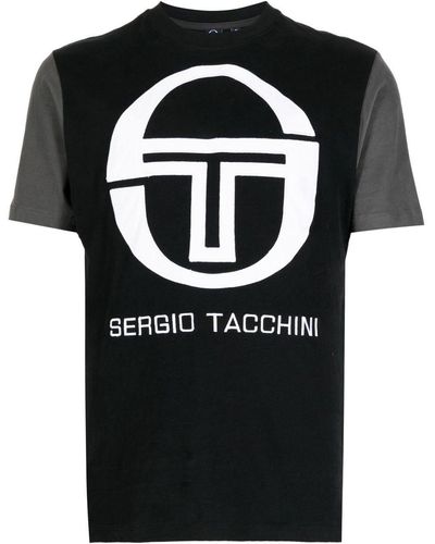 Sergio Tacchini T-shirt en coton à logo imprimé - Noir