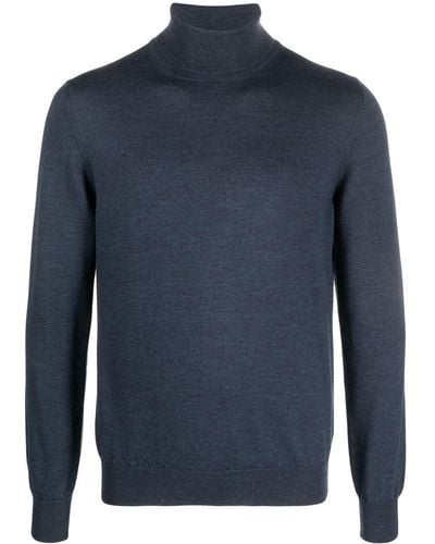 Tagliatore Roll-neck Wool Sweater - Blue