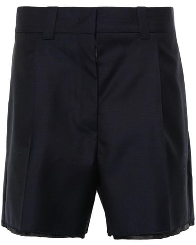 Miu Miu Pantalones cortos con logo bordado - Azul