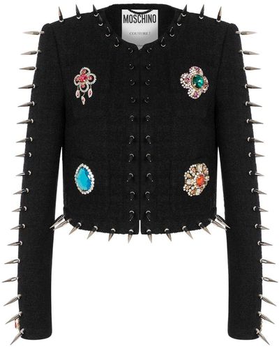 Moschino Chaqueta corta con detalles de cristal - Negro